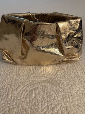 Gold Metallic Folded Wristlet Clutch